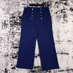 Lauren Ralph Lauren Navy Sailor Button Wide Leg Pants Womens Size 10
